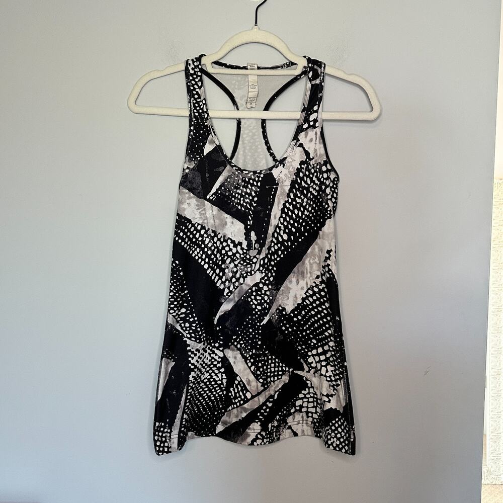 Lululemon Womens Cool Racerback Tank Static Mist Size 6 Black White Athletic